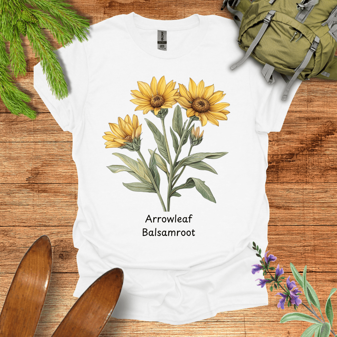 Arrowleaf Balsamroot Wildflower T-Shirt White / S