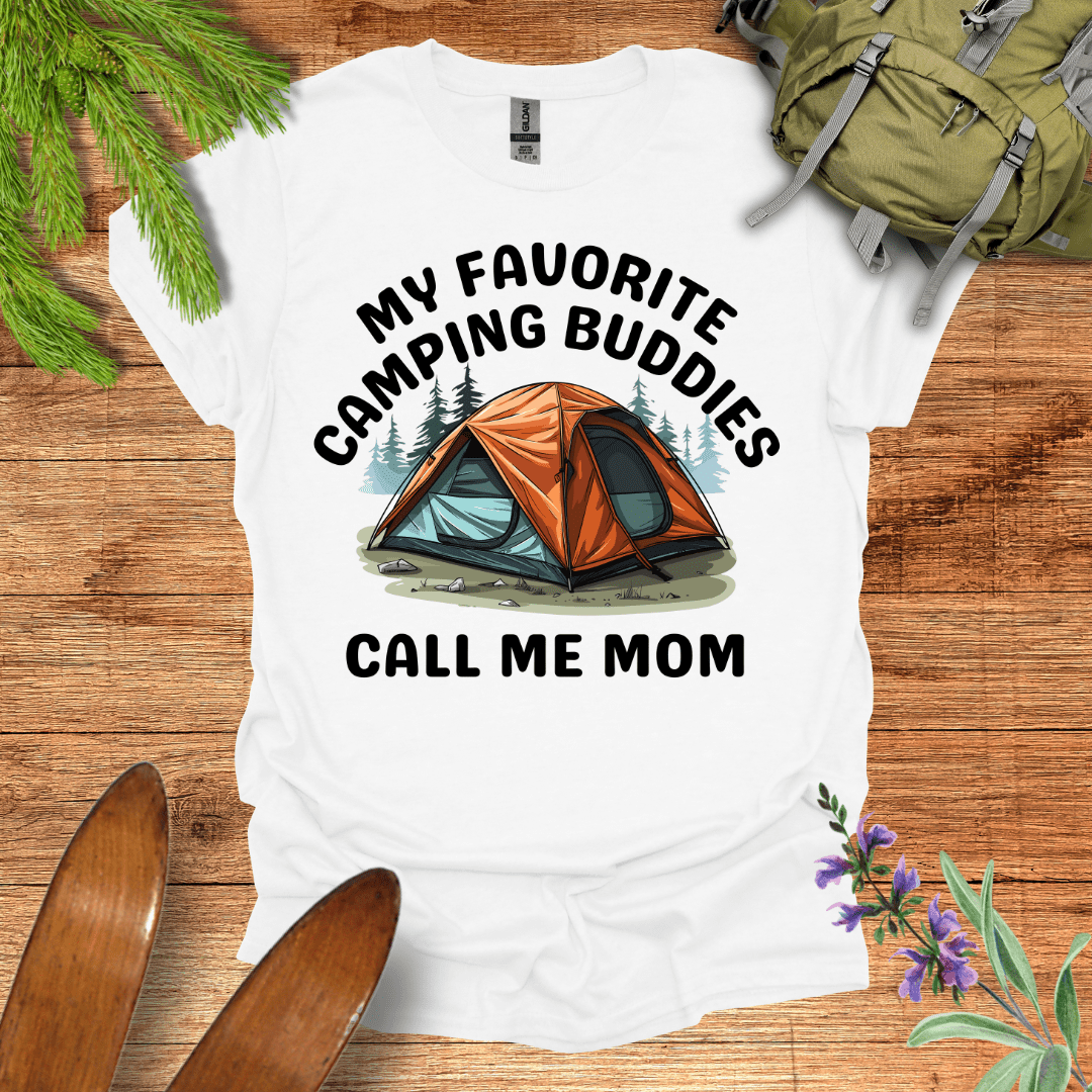 Camping Buddy Mom T-Shirt White / S