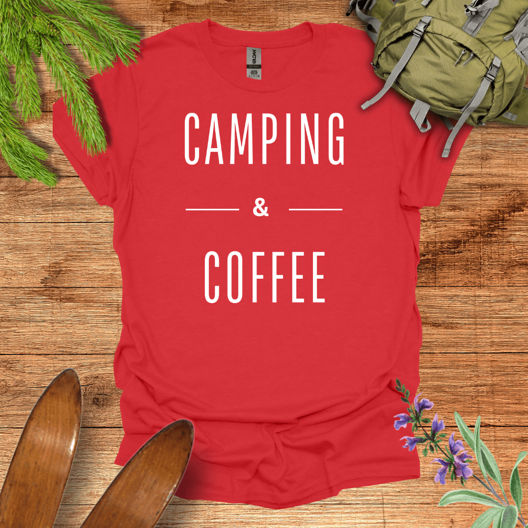 Camping & Coffee T-Shirt Red / S