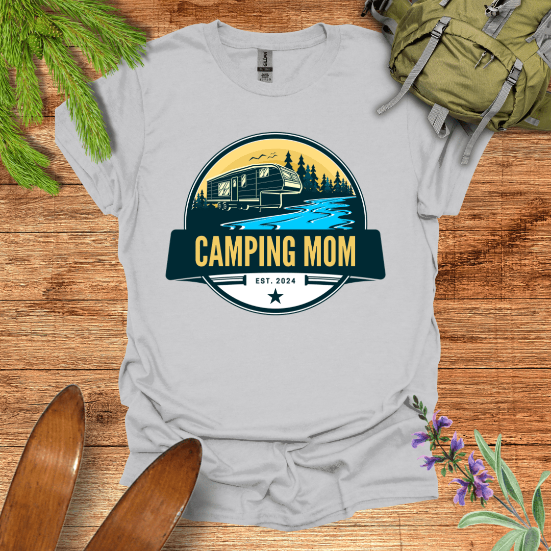 Camping Mom T-Shirt Ice Grey / S