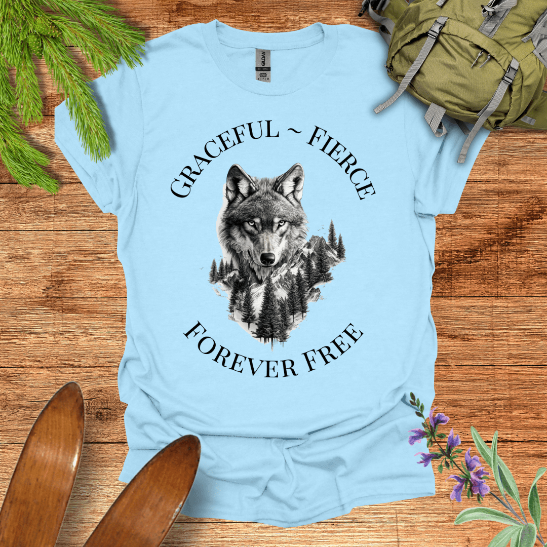 Forever Free Wolf T-Shirt Light Blue / S