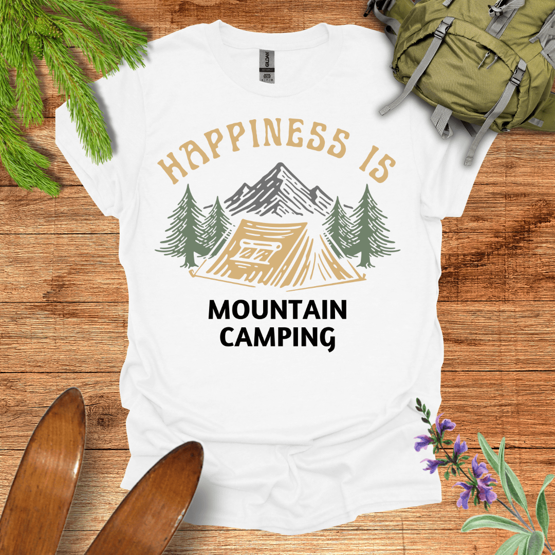 Happiness is Mountain Camping T-Shirt White / S