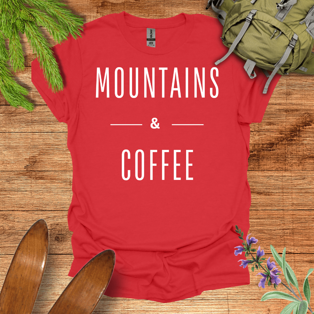 Mountains & Coffee T-Shirt Red / S
