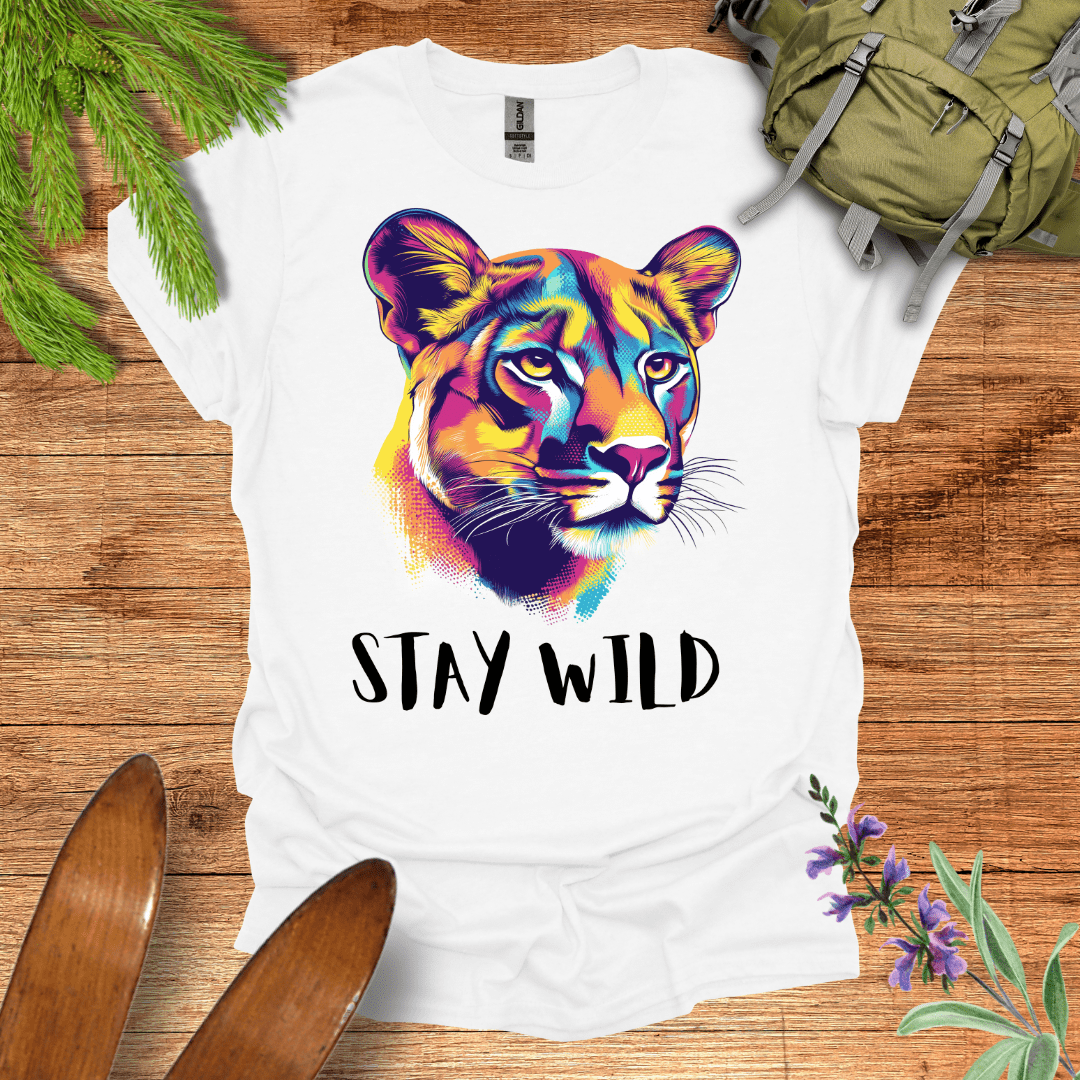 Stay Wild Mountain Lion T-Shirt White / S