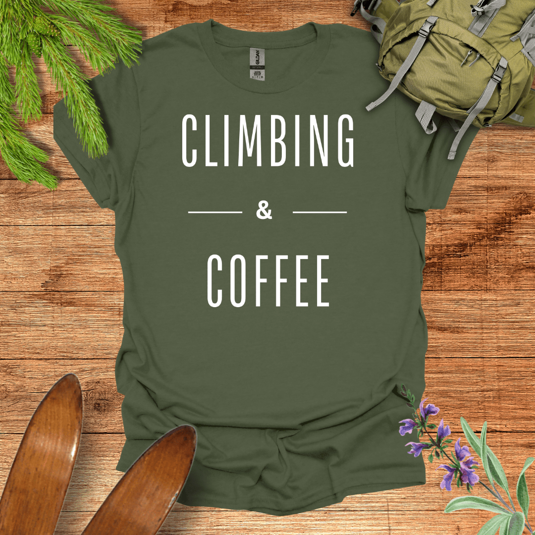 Climbing & Coffee T-Shirt Military Green / S