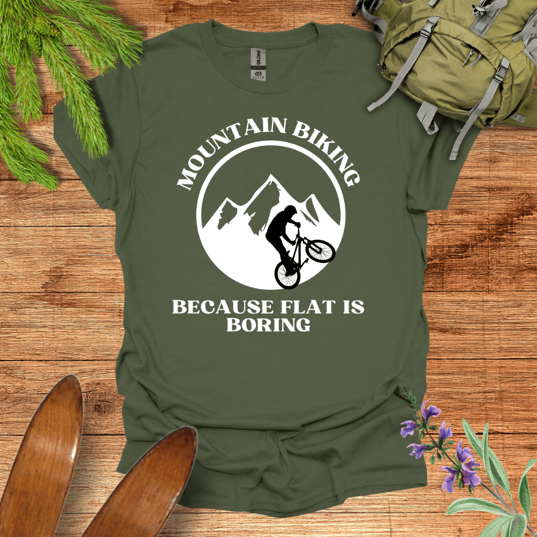 Flat is Boring Biking T-Shirt Military Green / S