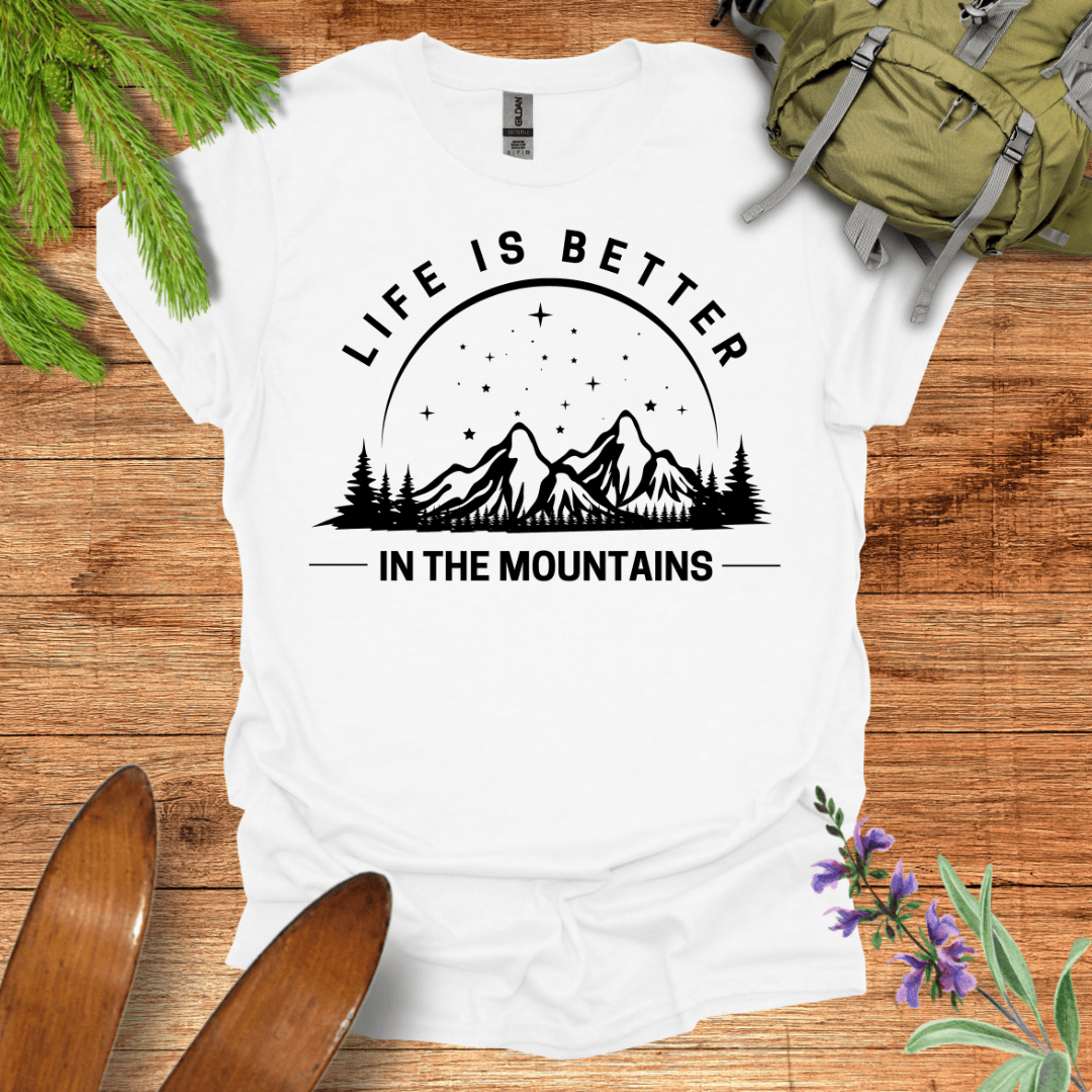 Life is Better Mountains T-Shirt White / S