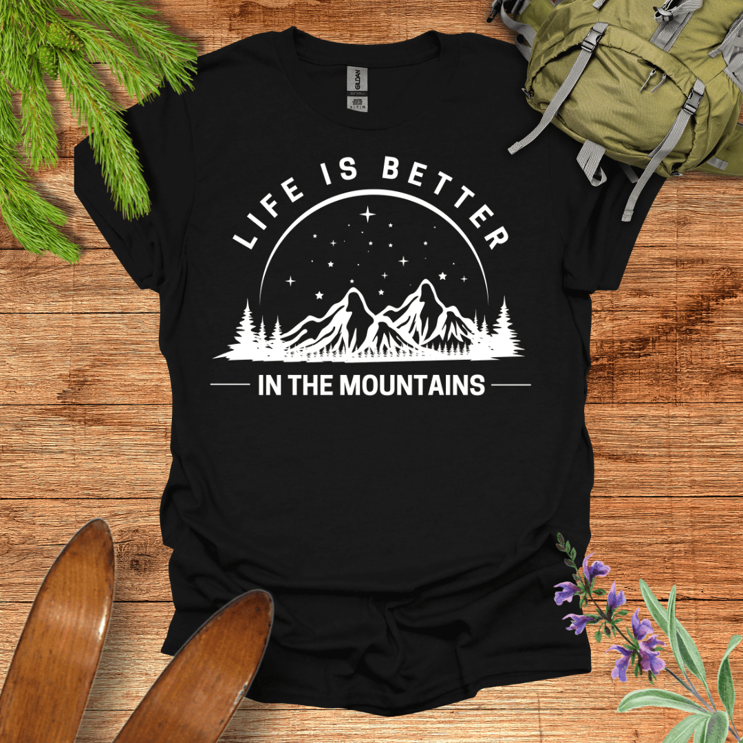 Life is Better Mountains T-Shirt Black / S