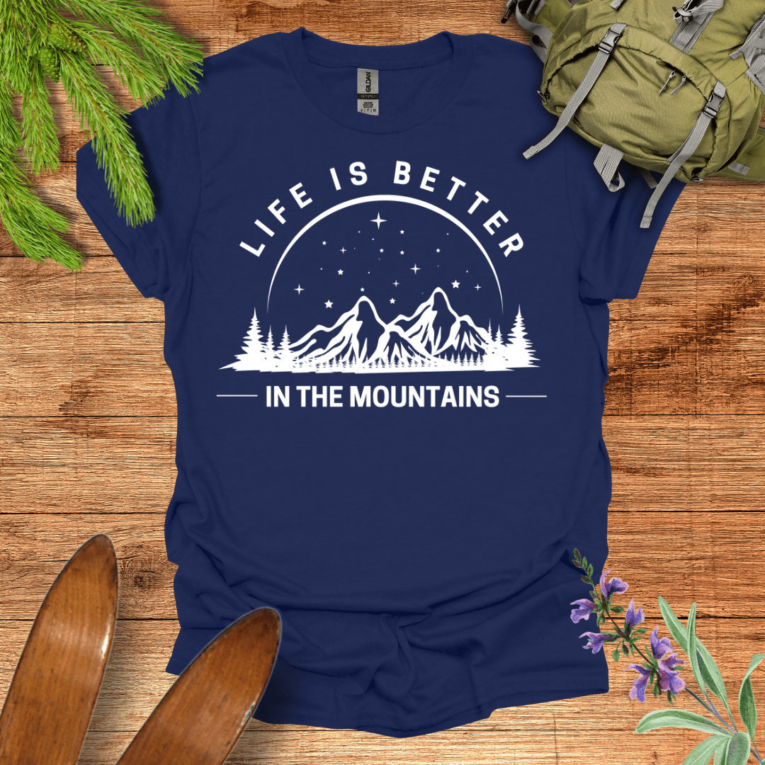 Life is Better Mountains T-Shirt Navy / S