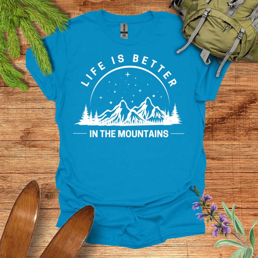 Life is Better Mountains T-Shirt Sapphire / S