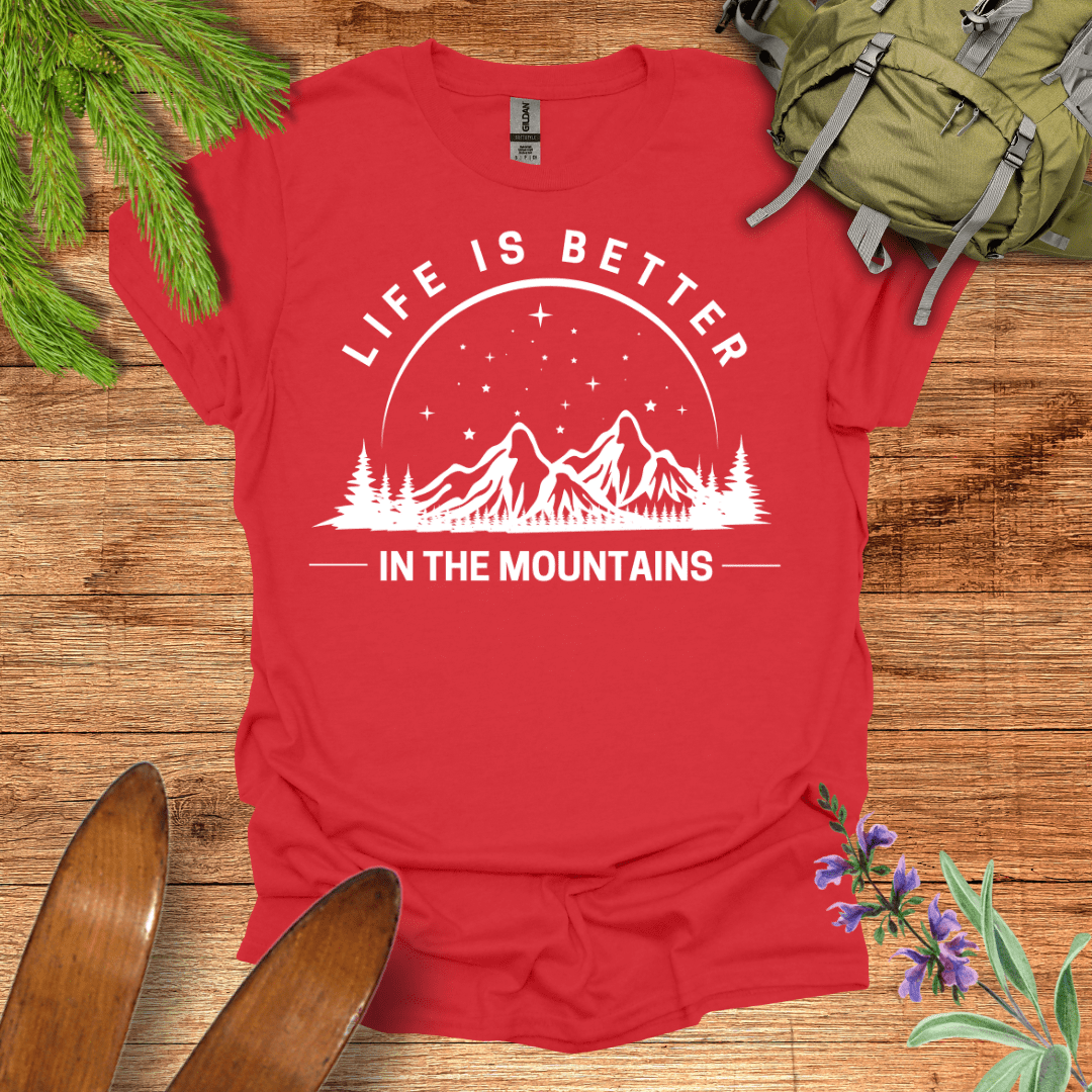 Life is Better Mountains T-Shirt Red / S