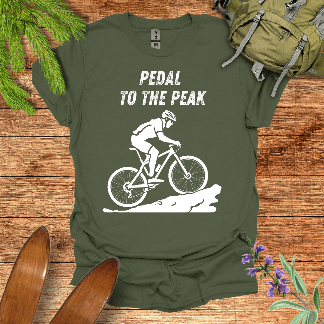 Pedal Peak Biking T-Shirt Military Green / S