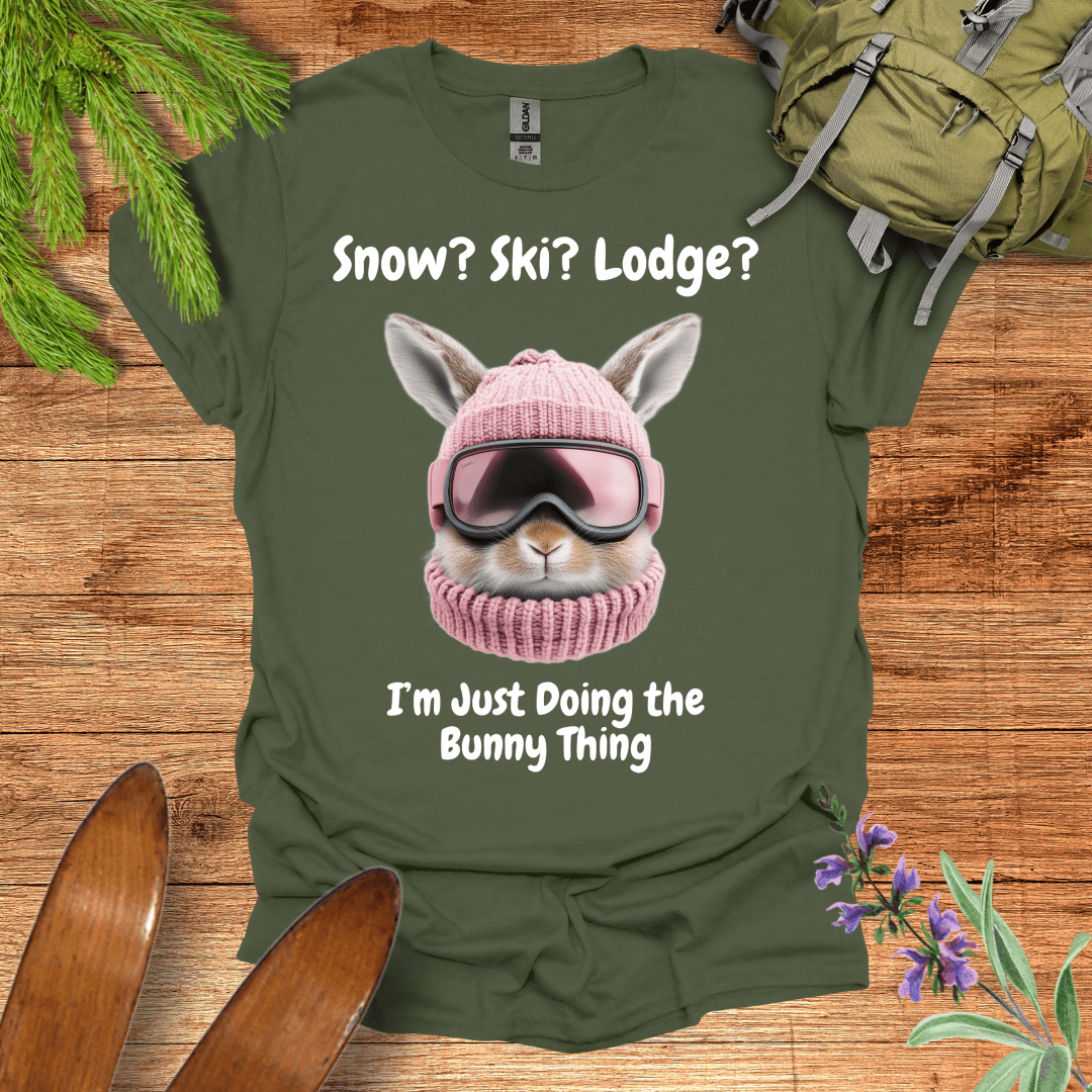 Ski Lodge Bunny T-Shirt Military Green / S