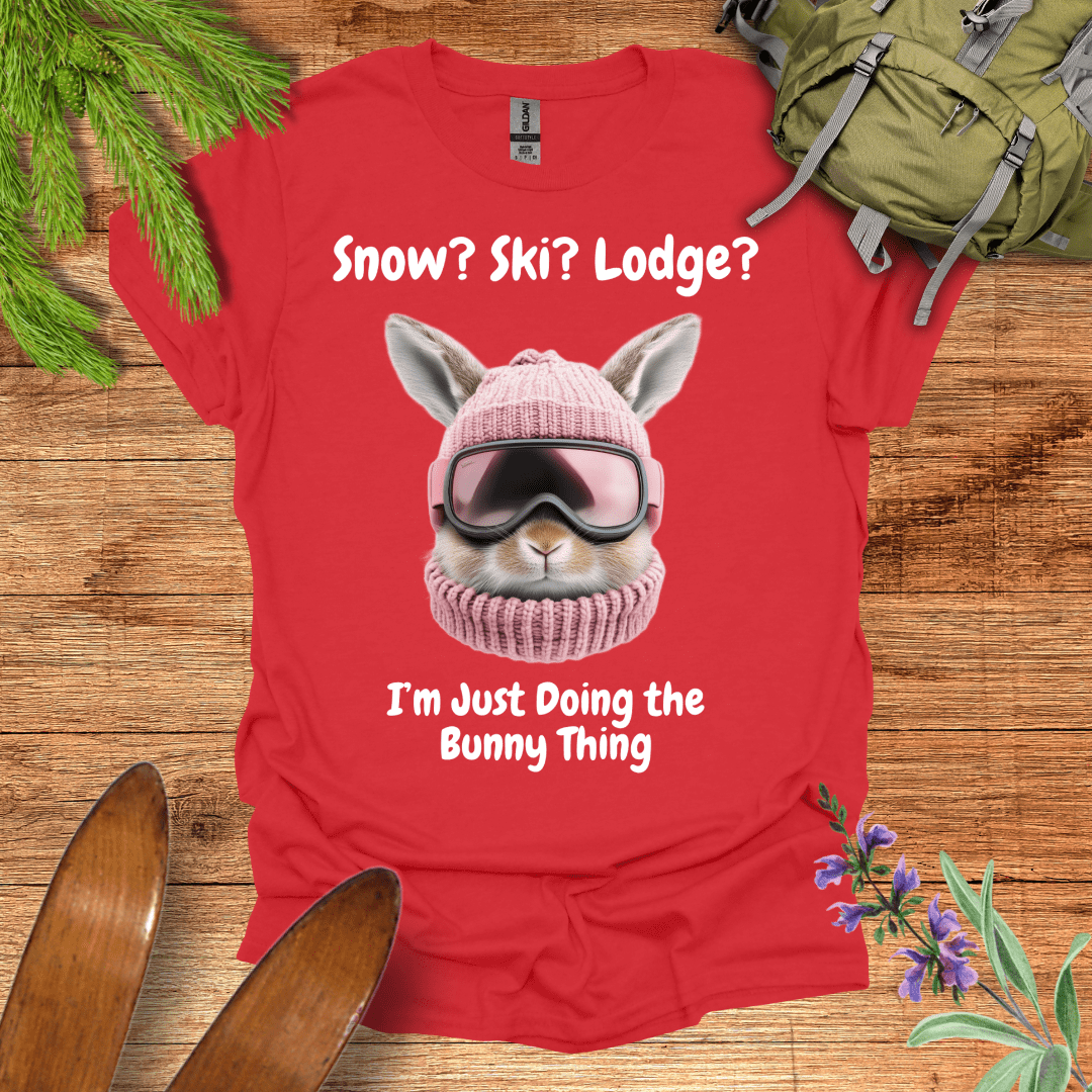 Ski Lodge Bunny T-Shirt Red / S