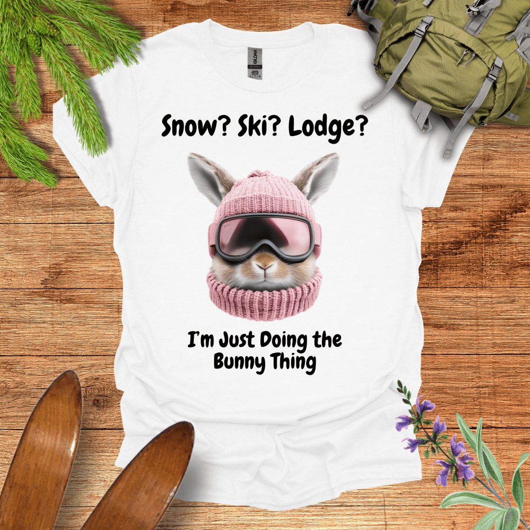 Ski Lodge Bunny T-Shirt White / S