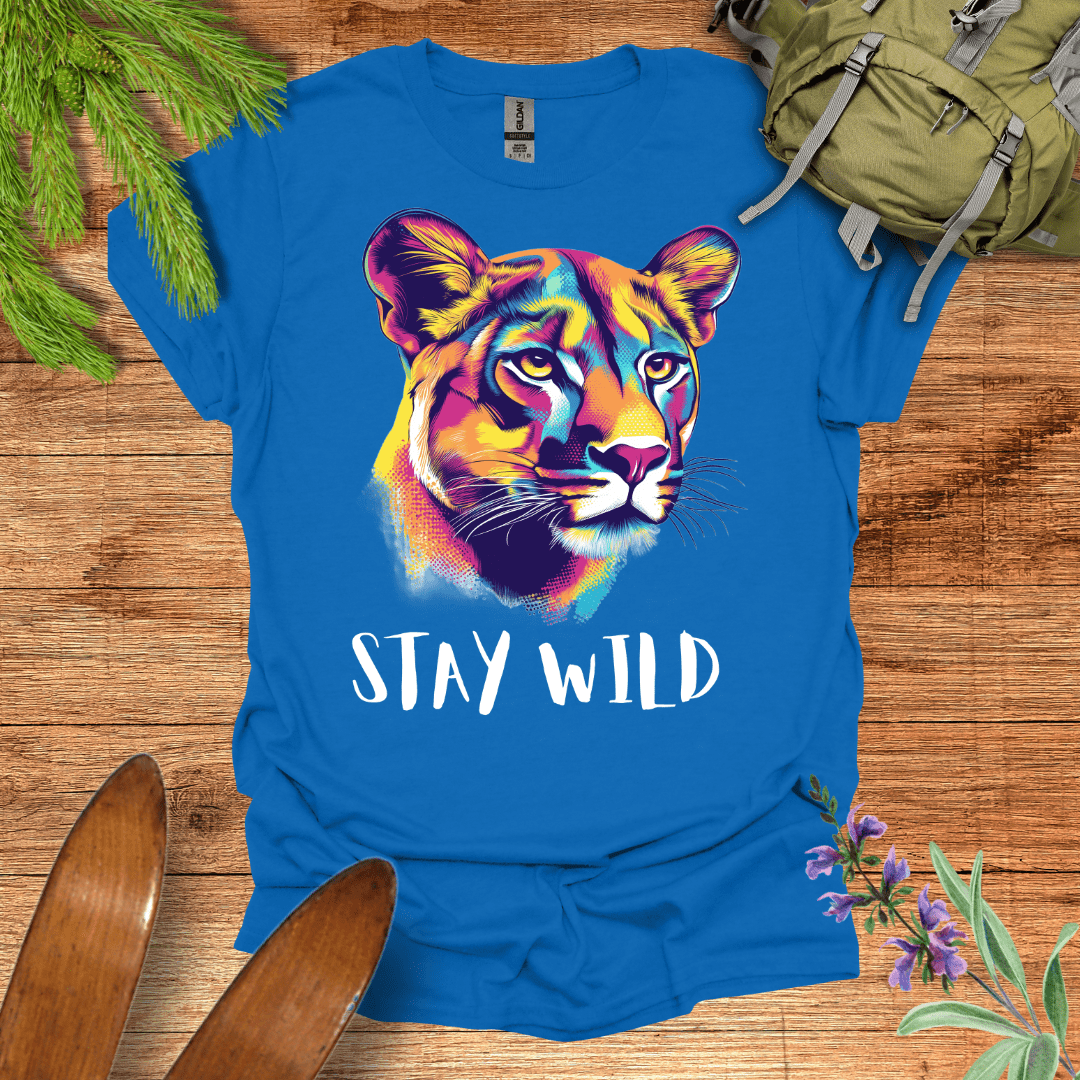 Stay Wild Mountain Lion T-Shirt Royal / S