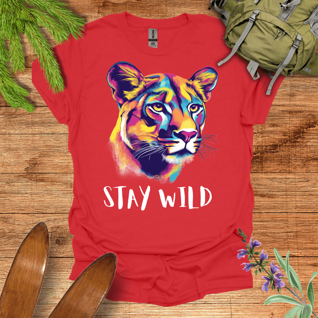 Stay Wild Mountain Lion T-Shirt Red / S