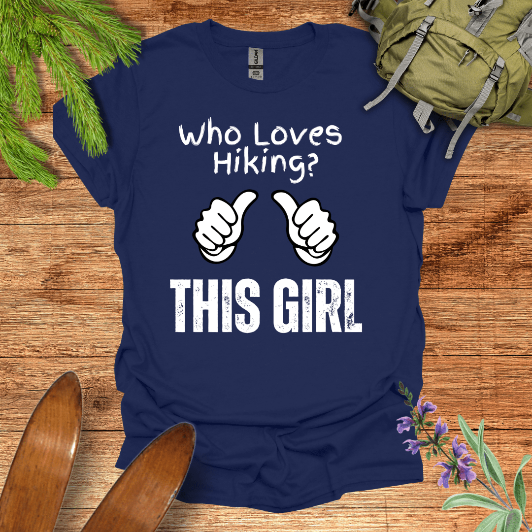 This Girl Loves Hiking T-Shirt Navy / S