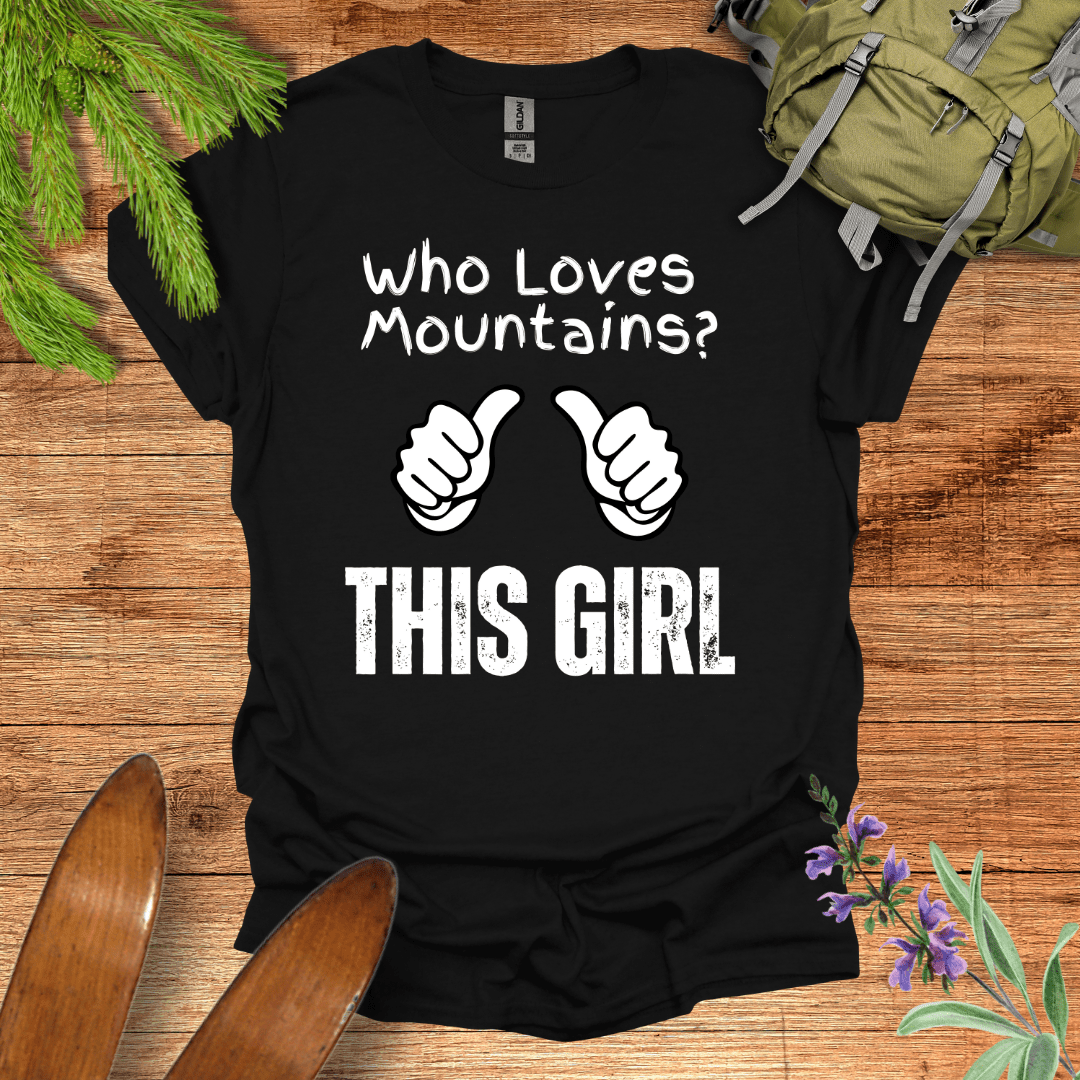 This Girl Loves Mountains T-Shirt Black / S